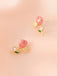 Pink Tulip Flower Pearl Stud Earrings