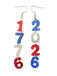 Independence Day Glitter Number Acrylic Earrings