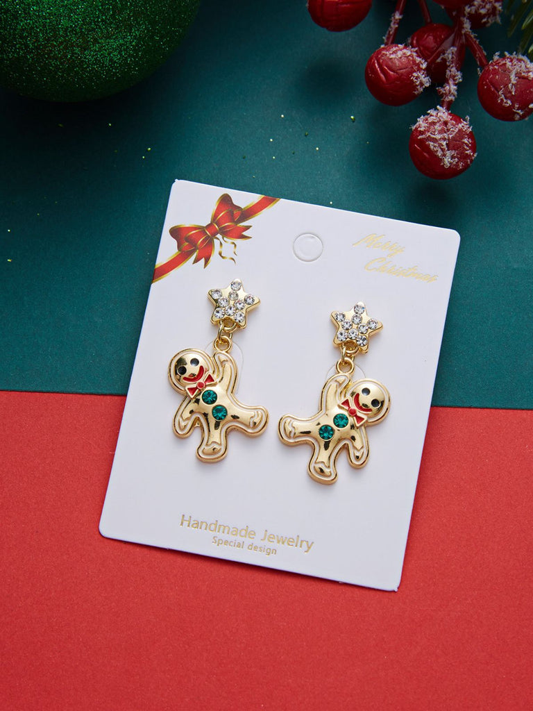 Gingerbread Star Christmas Drop Dangle Earrings 2