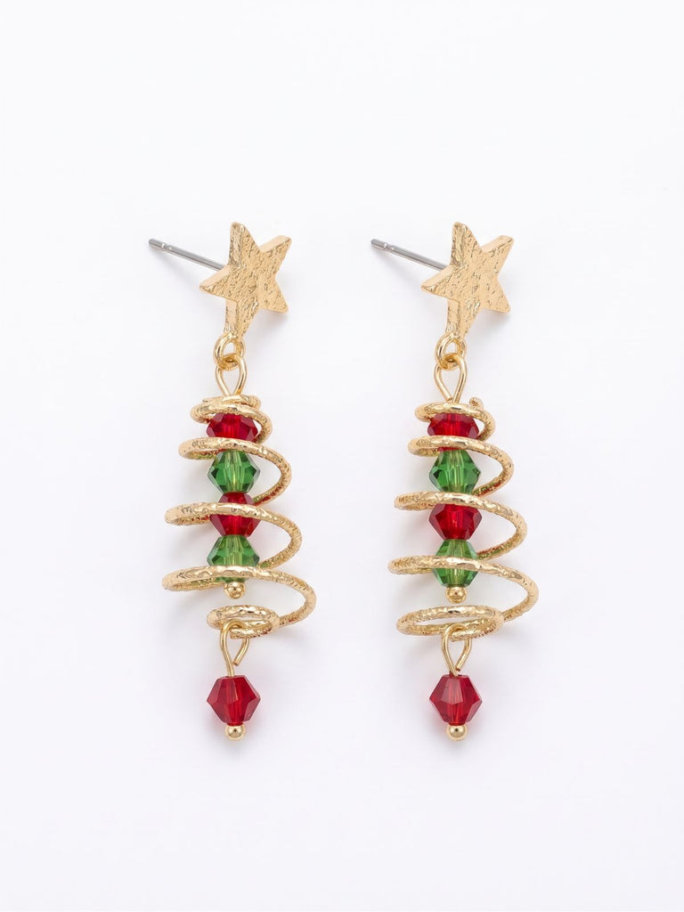 Star Wrapped Christmas Tree Drop Earrings 2