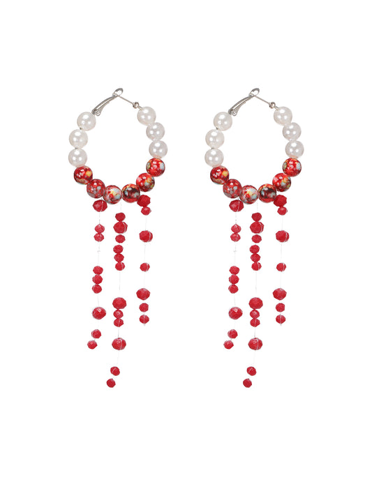 Halloween Blood Drop Pearl Tassel Earrings