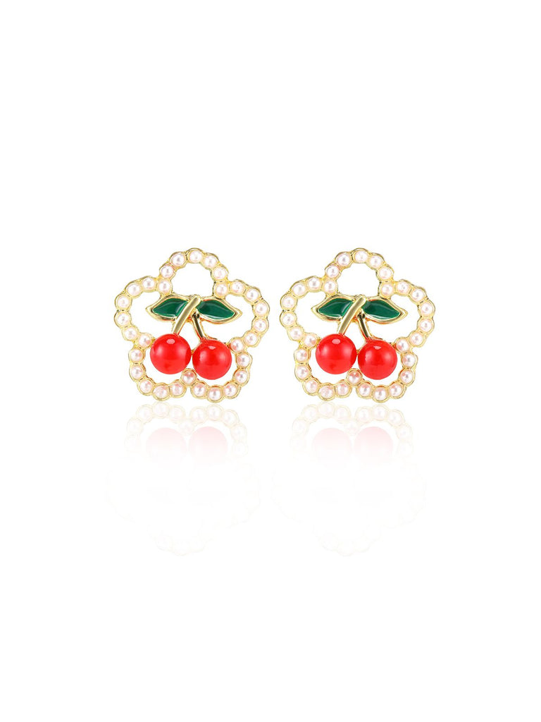 Cherry Pearl Stud Earrings