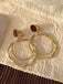 Vintage Gold & Brown Big Circle Earrings