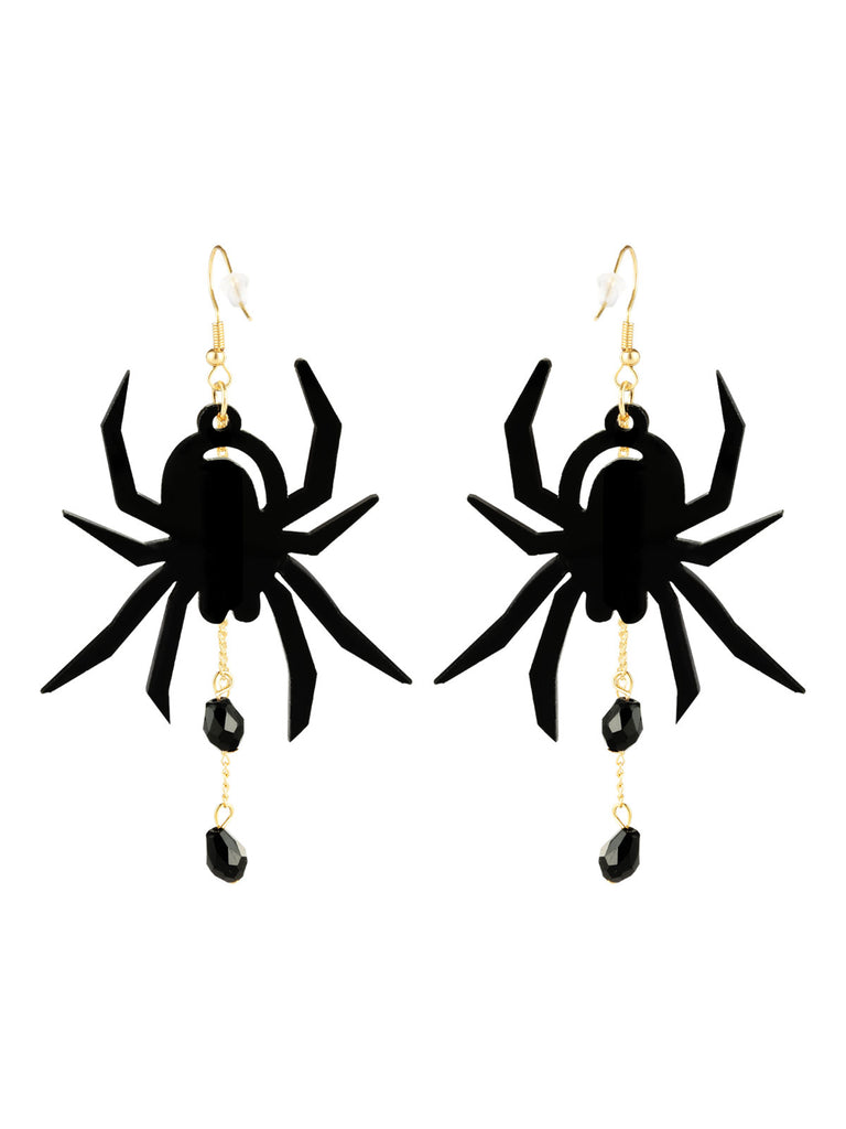 Halloween Black Spider Dangle Earrings