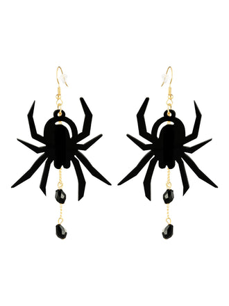 Halloween Black Spider Dangle Earrings