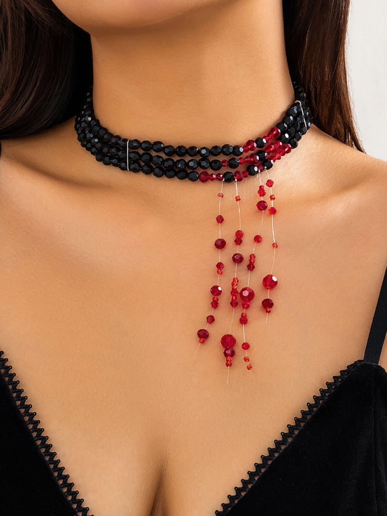 Halloween Gothic Crystal Blood Drop Necklace