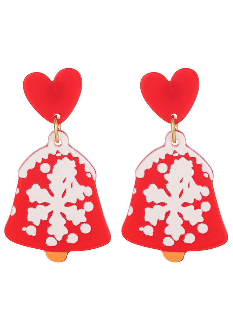 Vintage Christmas Elements Heart Stud Earrings