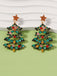 Christmas Tree Alloy Inlaid Diamond Earrings