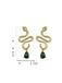 Vintage Gold Snake Emerald Earrings