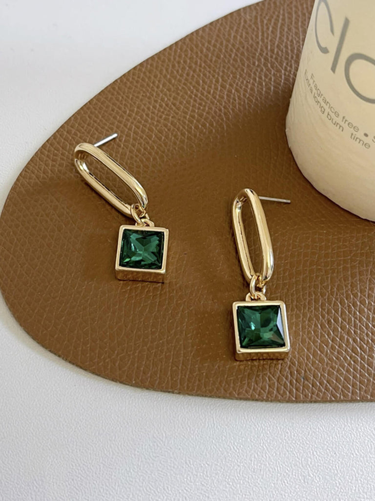 Green Vintage Geometric Cutout Earrings