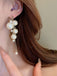 Beige Pearl Tassel Plastic Earrings