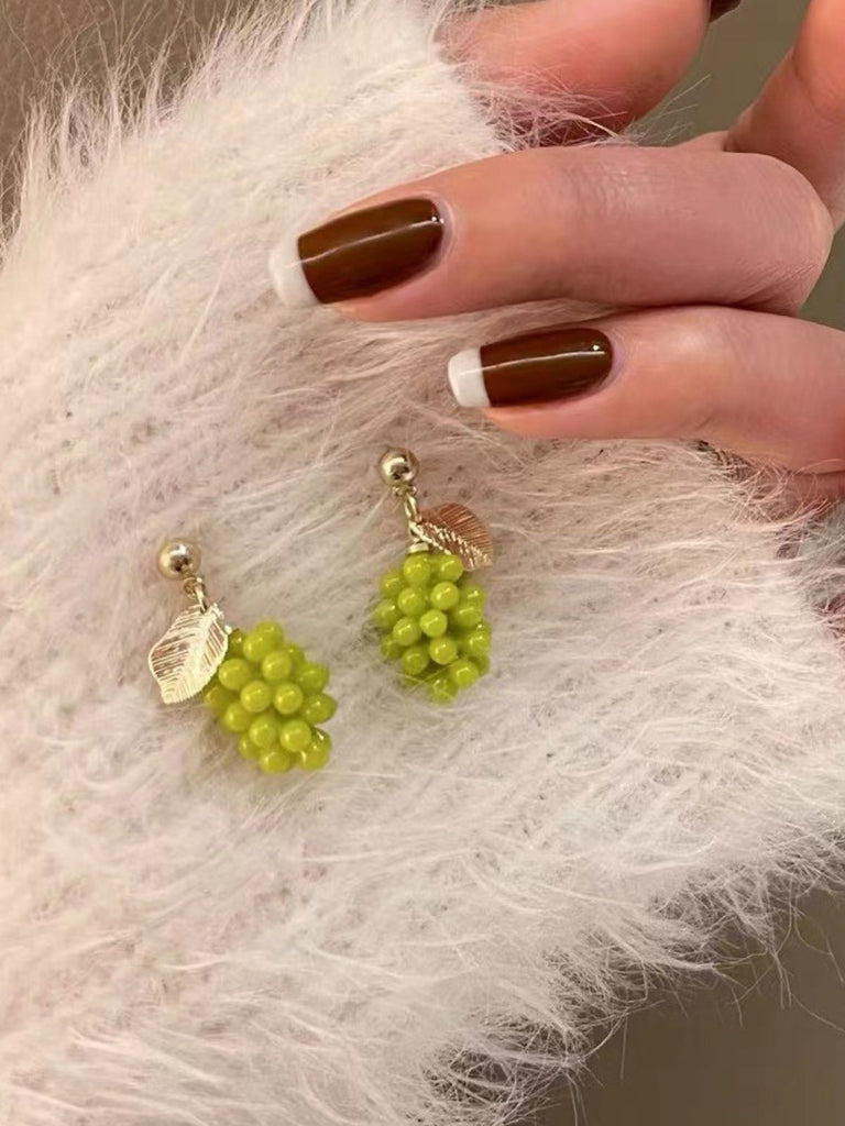 Light Green Grape Earrings
