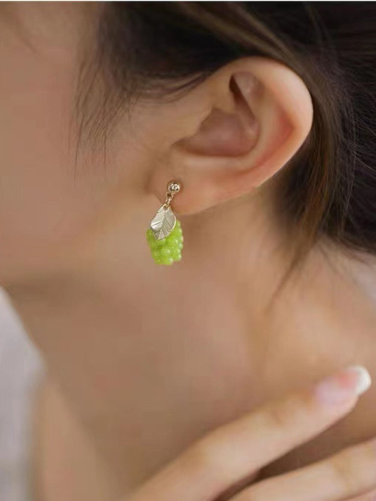 Light Green Grape Earrings