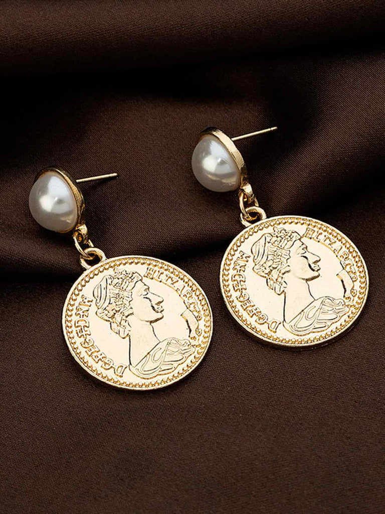 Vintage Gold Pearl Coin Earrings
