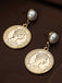 Vintage Gold Pearl Coin Earrings