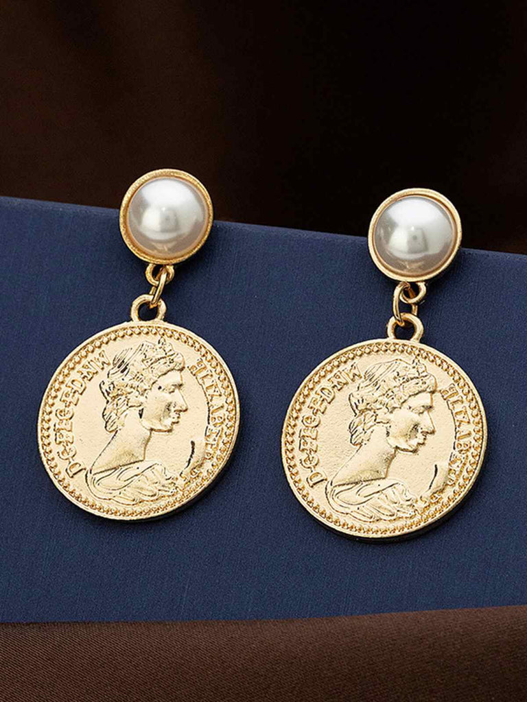 Vintage Gold Pearl Coin Earrings