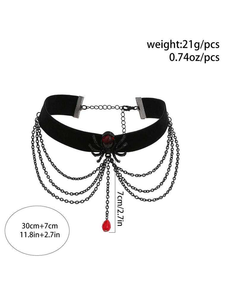 Black Spider Alloy Western Necklace