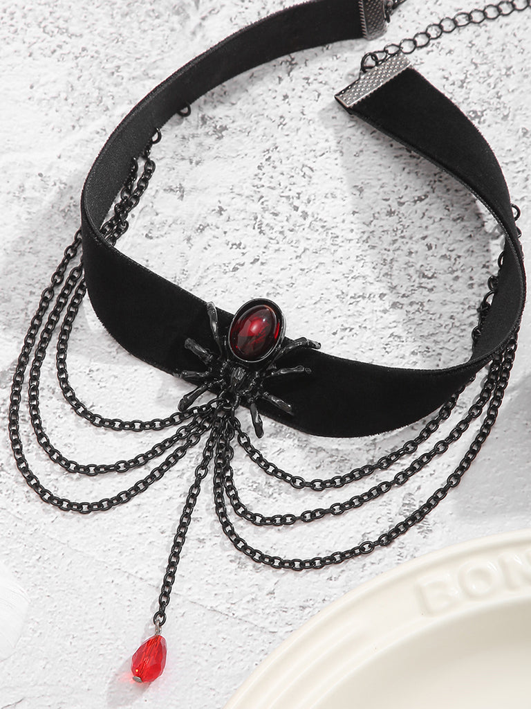 Black Spider Alloy Western Necklace