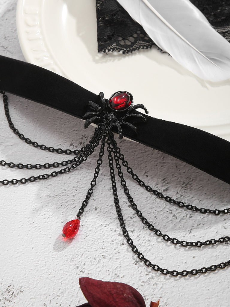 Black Spider Alloy Western Necklace