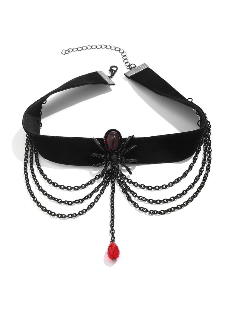 Black Spider Alloy Western Necklace