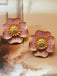 Vintage Violet Petal Alloy Earrings