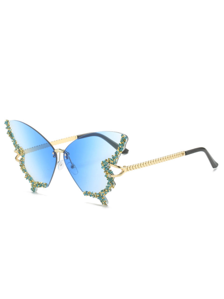 Vintage Gradient Butterfly Rhinestone Sunglasses