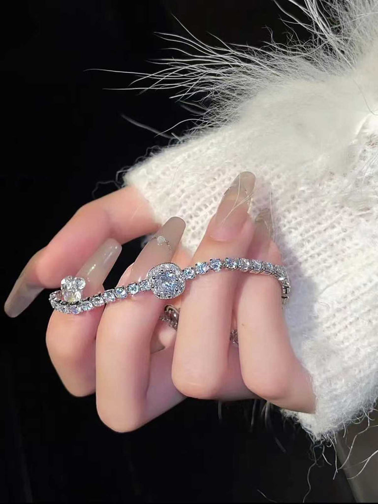 Silver Alloy Diamond Bracelet