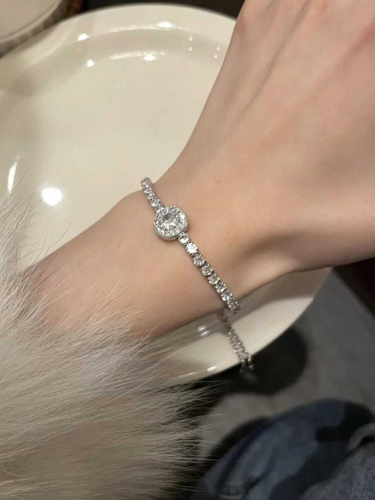 Silver Alloy Diamond Bracelet