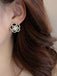 Black & White Pearl Camellia Stud Earrings