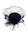 Black Faux Feather Fascinator Hat With Veil