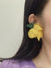 Retro Chiffon 3D Flower Stud Earrings