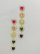 Colorful Heart Diamond Tassel Earrings