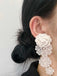 White Retro Lace Floral Earrings