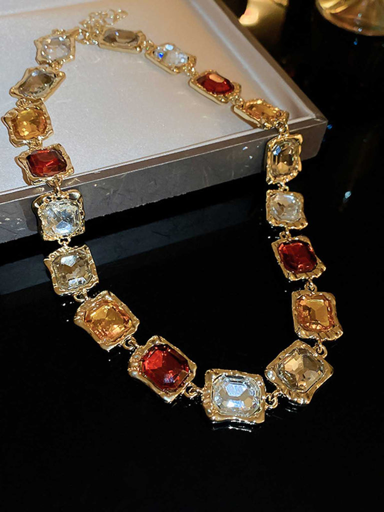 Vintage Colored Diamond Square Necklace