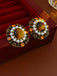 Vintage Olive Yellow Diamond Pearl Earrings