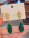 Vintage Gold Green Craystal Drop Earrings