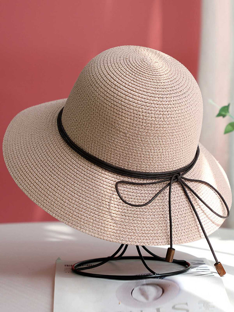 Retro Solid Crochet Knot Adjustable Sun Hat