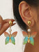 Retro Colorful Butterfly Pearl Earrings