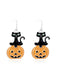 Spooky Halloween Cat And Pumpkin Earrings