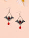 Halloween Bat Ruby Dangle Earrings