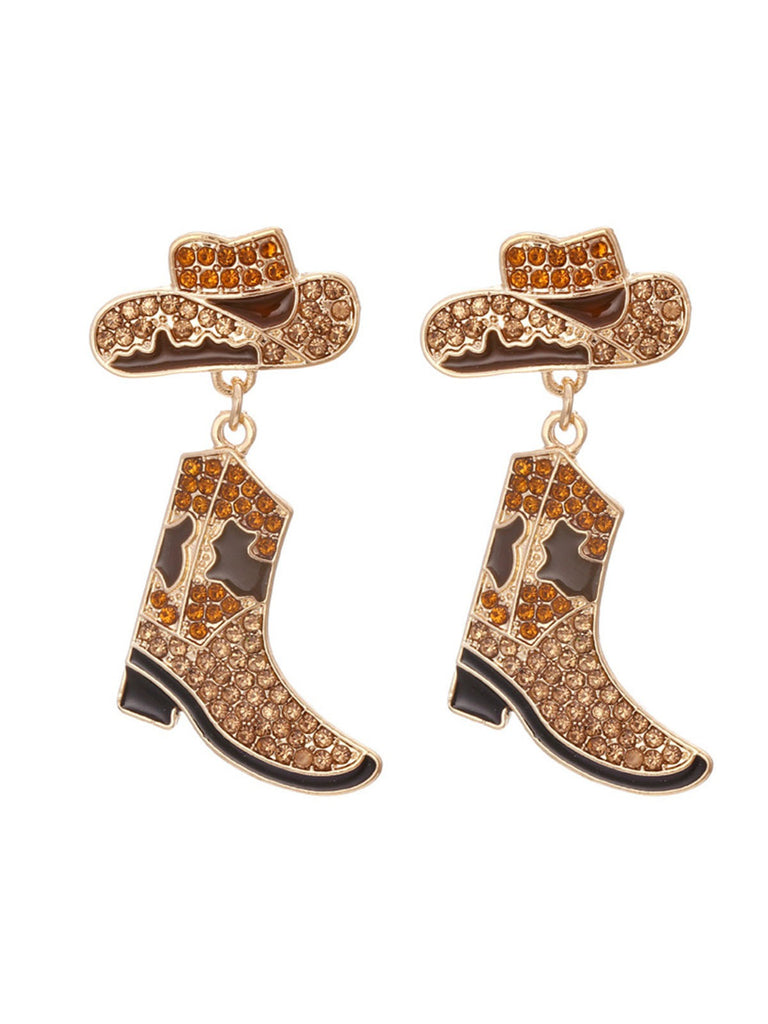 Alloy Rhinestoned Wild West Earrings