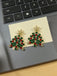 Green Christmas Tree & Star Rhinestones Earrings