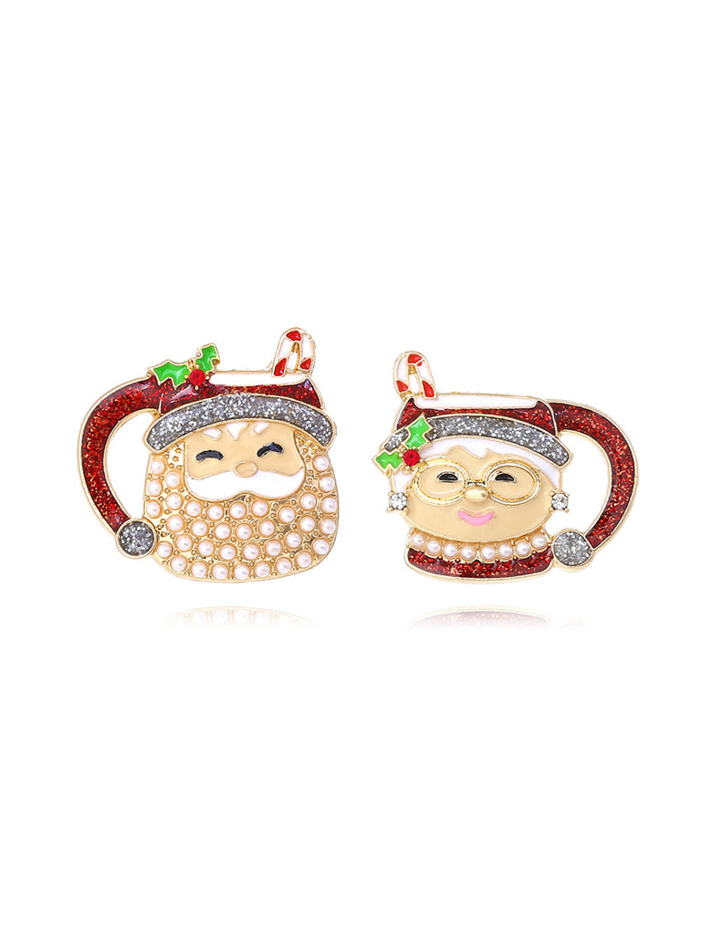 Santa And Mrs. Claus Holiday Mug Christmas Earrings