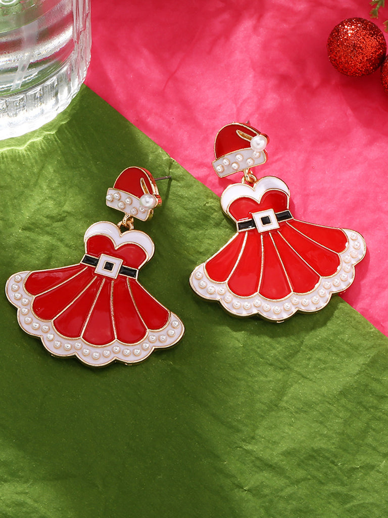 Christmas Dress And Santa Hat Earrings