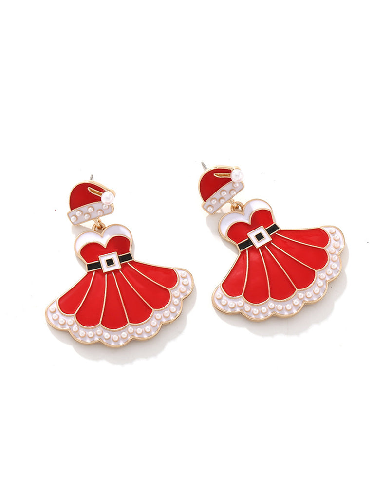 Christmas Dress And Santa Hat Earrings