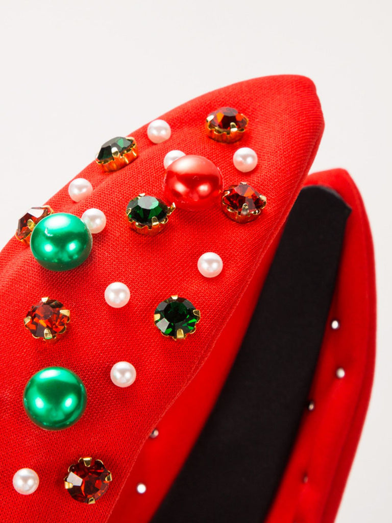 Christmas Colored Beads Rhinestoned Headband