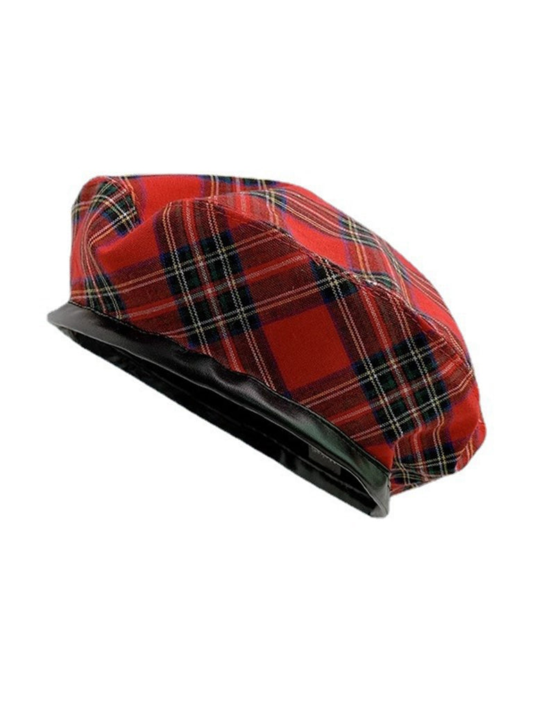 Retro Christmas Scottish Plaid Cotton Berets