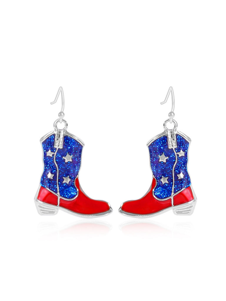 American Stars & Stripes Boots Shape Earrings