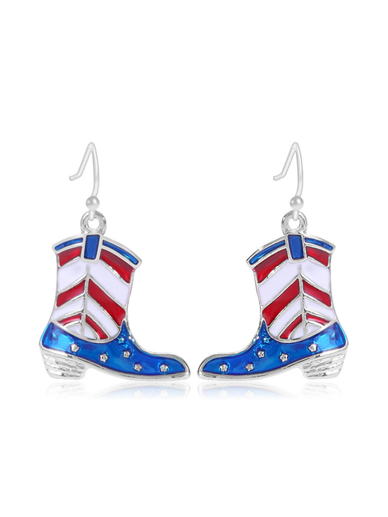 American Stars & Stripes Boots Shape Earrings