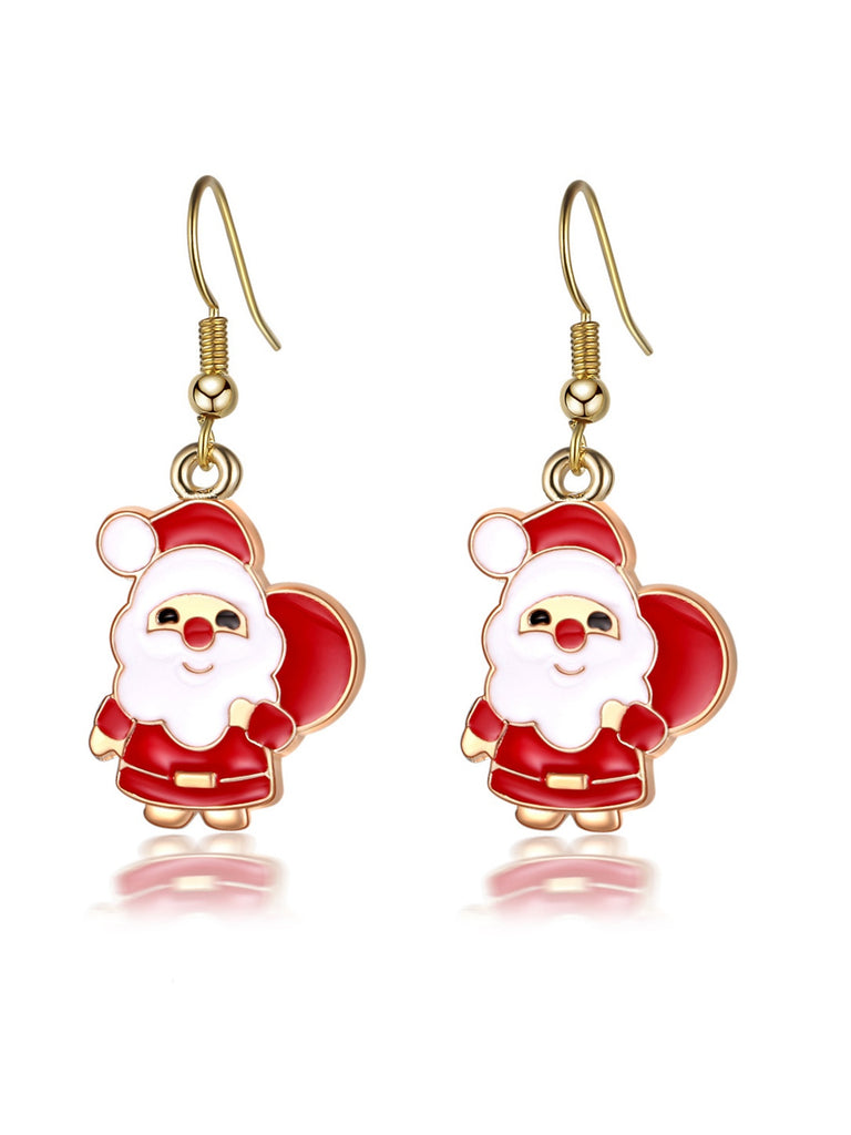 Christmas Alloy Oil Drip Pendant Earrings